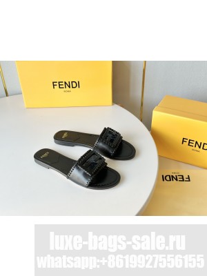 Fendi Signature leather slides Black