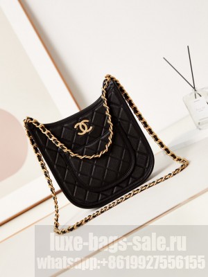 CHANEL HOBO HANDBAG Lambskin AS4532 black