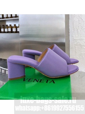 Bottega Veneta Band Calfskin Heel 5cm Sandals Purple  2021 Collection 21