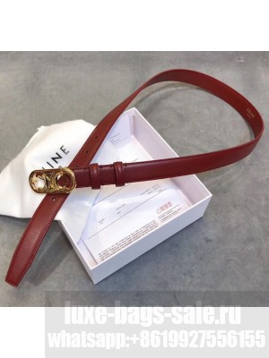 Celine Width 2.5cm Caflskin Belt Burgundy 2020 Collection
