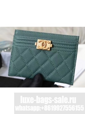 Chanel Caviar Leather Boy Card Holder A84431 Green