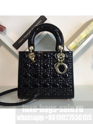 Dior My Lady Dior Medium Bag in Patent Cannage Calfskin Black/Gold 2019 Collection
