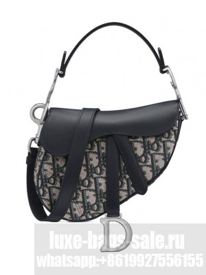 Christian Dior Mini Saddle Bag with Strap Dark Blue