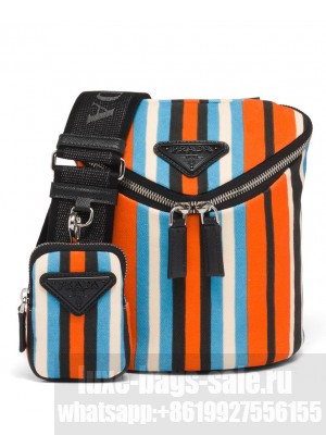 Prada Printed Canvas Shoulder Bag 2VH147 Orange