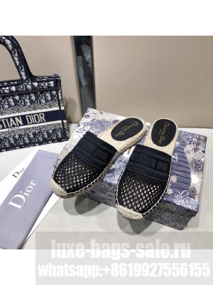 DIOR GRANVILLE ESPADRILLE OPEN BACK BLACK Mesh Embroidery