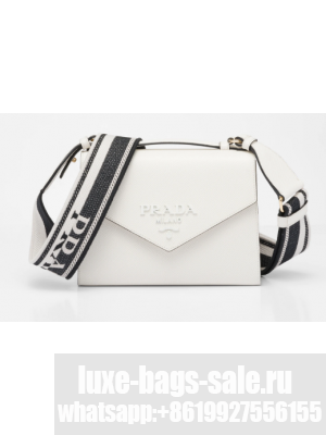 Prada Monochrome Saffiano and leather bag 1BD317 white