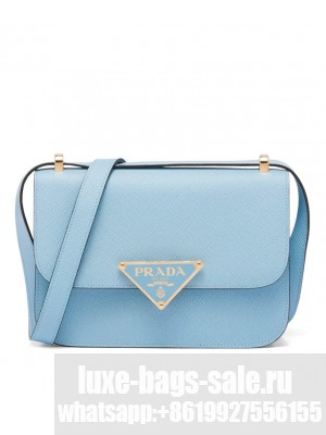 Prada Saffiano Leather Shoulder Bag Blue