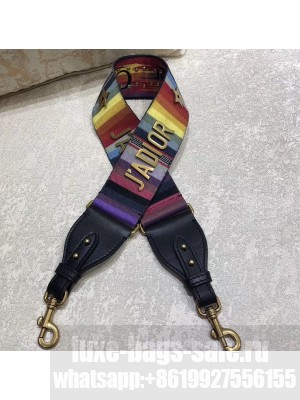 Dior Multi-coloured Striped Canvas Shoulder Strap with J'adior Metal