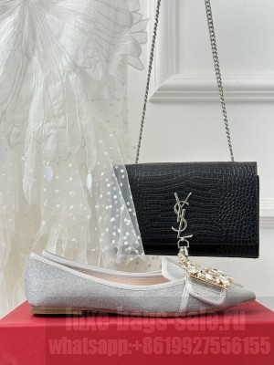 Roger Vivier Crystal buckle Glitter flat Silver