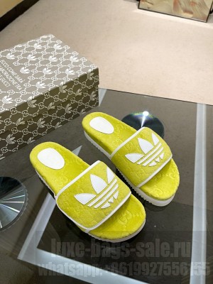 Adidas x Gucci women's platform GG cotton sponge sandal 2022 Collection 04