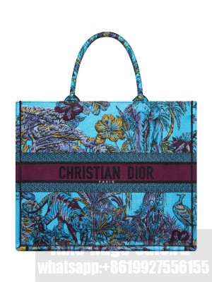 Christian Dior Large Dior Book Tote Blue
