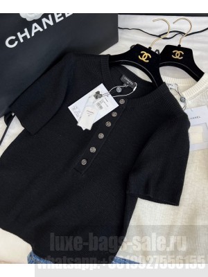 Chanel Women's Button Sweater Black