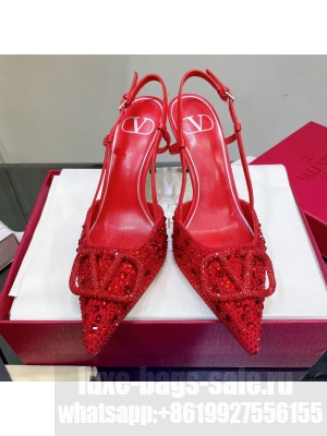 Valentino VLogo Slingback Pumps 8cm With Red Crytal 2022 Collection
