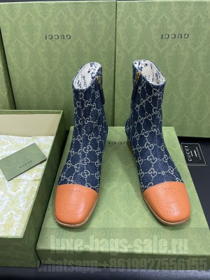 Gucci Women's with Interlocking G Hills Logo ankle boot Denim 2021 Collection