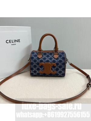 CELINE SMALL BOSTON IN Denim Blue AND CALFSKIN 113772