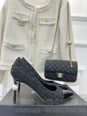 Chanel Pearl Heel 8.5cm Pumps 07