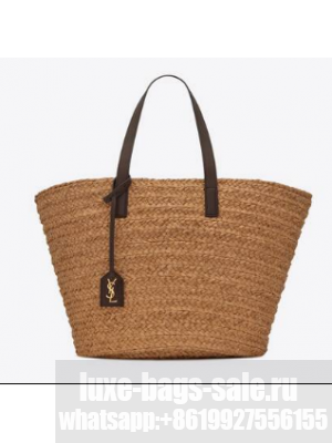 SAINT LAURENT PANIER MEDIUM BAG IN RAFFIA 693242 IVORY