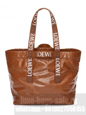 Loewe Paper patterned cowhide Fold Shopper handbag Fawn