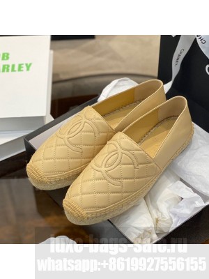 Chanel CC Quilted Lambskin Espadrilles Beige Spring/Summer 2021 Collection 43