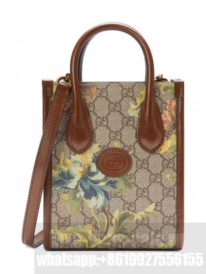 Gucci GG Carnation Print Mini Tote Bag 671623 Green