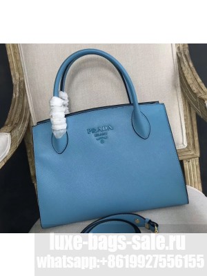 Prada Monochrome Top Handle Bag 1BA155 Sky Blue