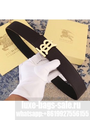 Burberry Width 3.8cm Reversible Monogram Motif Leather Belt Coffee 2019