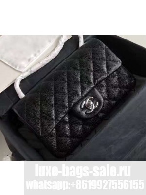 Chanel Original Quality Small Classic Flap Bag 1116 in Caviar Leather Black with Silver Hardware