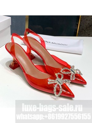 Amina Muaddi PVC Bow Sandals 7cm Red Spring/Summer 2021 Collection