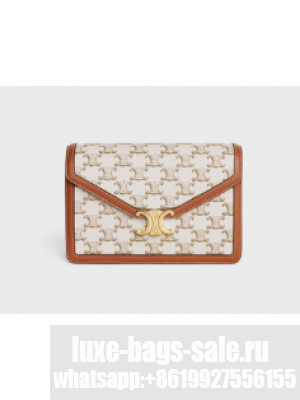 CELINE ENVELOPPE BAG IN TRIOMPHE CANVAS AND CALFSKIN 113322 WHITE