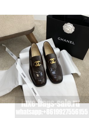 Chanel Patent Leather Loafers Burgandy 2021 Collection 