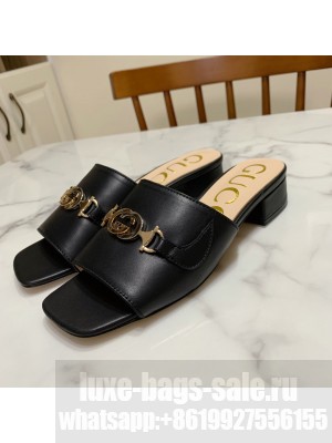 Gucci Zumi Leather ‎Slide Sandals 602415 Black 2021 Collection