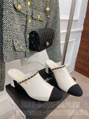 Chanel Heel 4.5cm Chain Mule White Spring 2022 Collection
