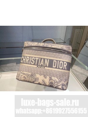 Dior Toile de Jouy Embroidery DIORTRAVEL VANITY CASE S5480V gray