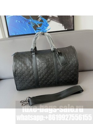 Gucci Original Leather Keepall Strap Travel Bag 206501 Black