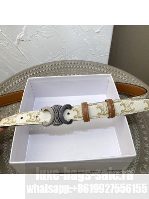 Celine Triomphe Width 2.5cm Belt With Brass Buckle 04