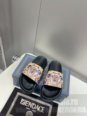 Versace x Fendi Unisex Fendace Flat Slide Sandals 2022 Collection 014