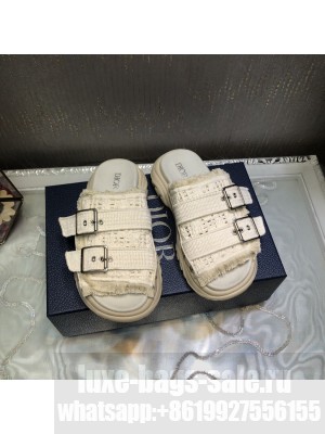 Dior Dior D-Wander Flat Slide Sandals Beige 2022 Collection