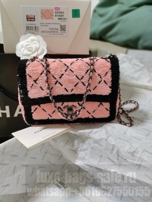 Chanel Tweed CLUTCH WITH CHAIN AS3788 pink