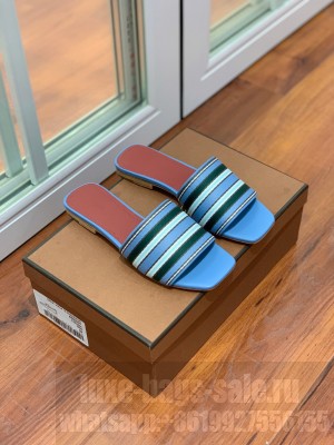 Loro Piana The Suitcase Stripe SandalsViscose 2022 Collection, Blue