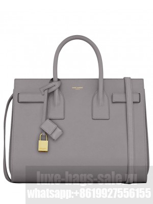 Saint Laurent Sac De Jour Topstitched Leather Satchel Bag Gray