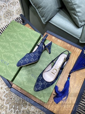 Gucci Women's GG Multicolo canvas sling back Denim 2021 Collection