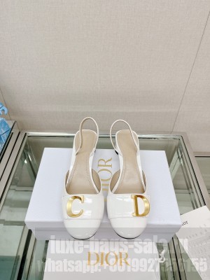 Dior C'est Dior Slingback Pumps 3.5cm in Patent Calfskin 2023 White