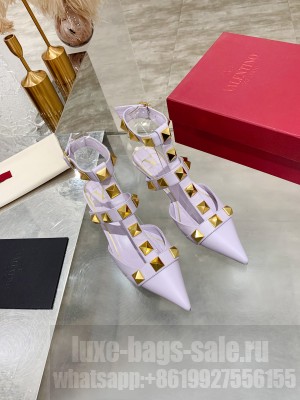 Valentino ROMAN STUD CALFSKIN PUMP 45MM PURPLE