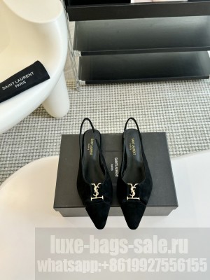 Saint Laurent Slingback Flats In Suede 