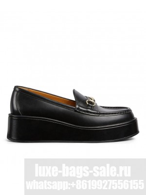 Gucci Women's Horsebit Wedge Loafer 794317 Black