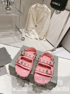 Balenciaga Cagole Flat Slide Sandals in Crinkle Shiny Leather 2023 03