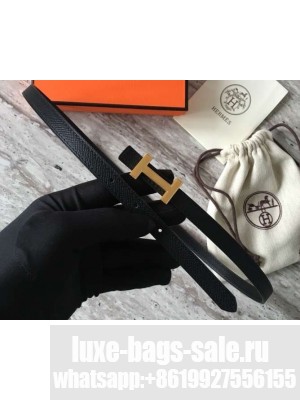 Hermes Width 1.3cm Reversible Leather Constance H Buckle Belt Black/Gold