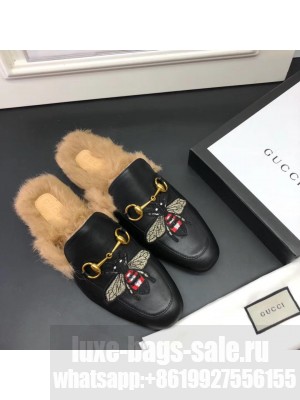 gucci men's Princetown  leather slipper with bees