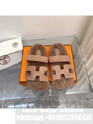 Hermes woolskin Oran Flat Slide Sandals 152 2022 Collection