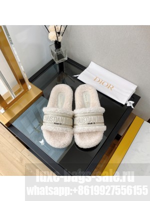Christian Dior DIOR CHEZ MOI SLIDE Cotton Embroidery and Shearling 06